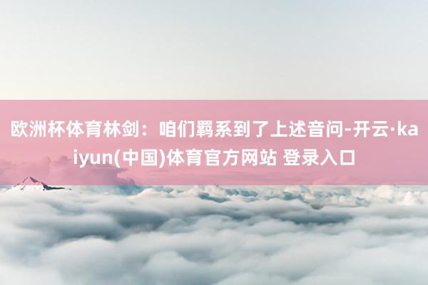 欧洲杯体育 林剑:咱们羁系到了上述音问-开云·kaiyun(中国)体育官方网站 登录入口