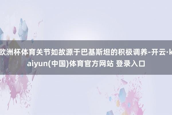 欧洲杯体育关节如故源于巴基斯坦的积极调养-开云·kaiyun(中国)体育官方网站 登录入口