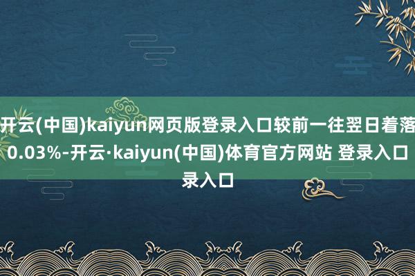 开云(中国)kaiyun网页版登录入口较前一往翌日着落0.0
